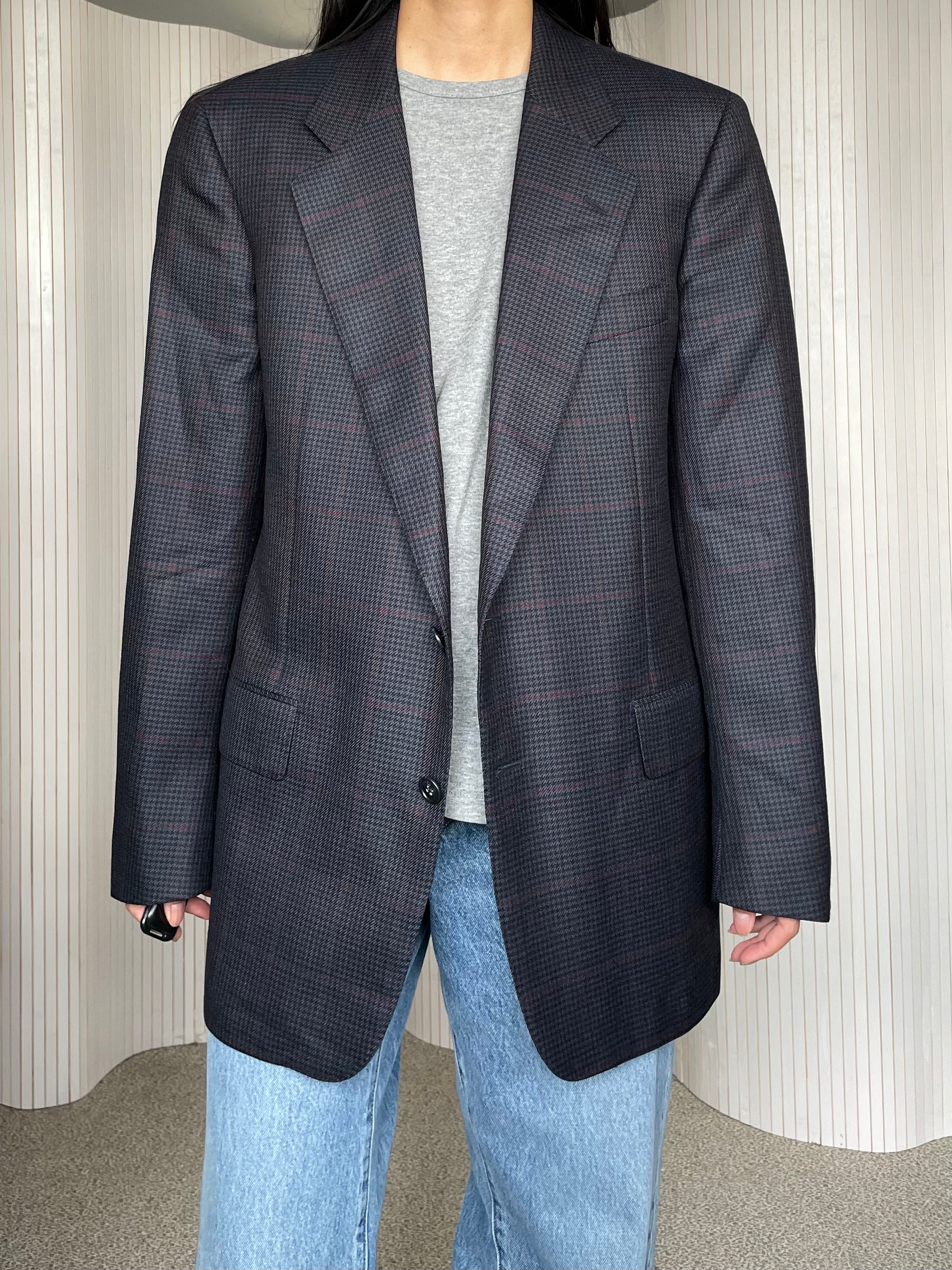 oversized geruite blazer - M